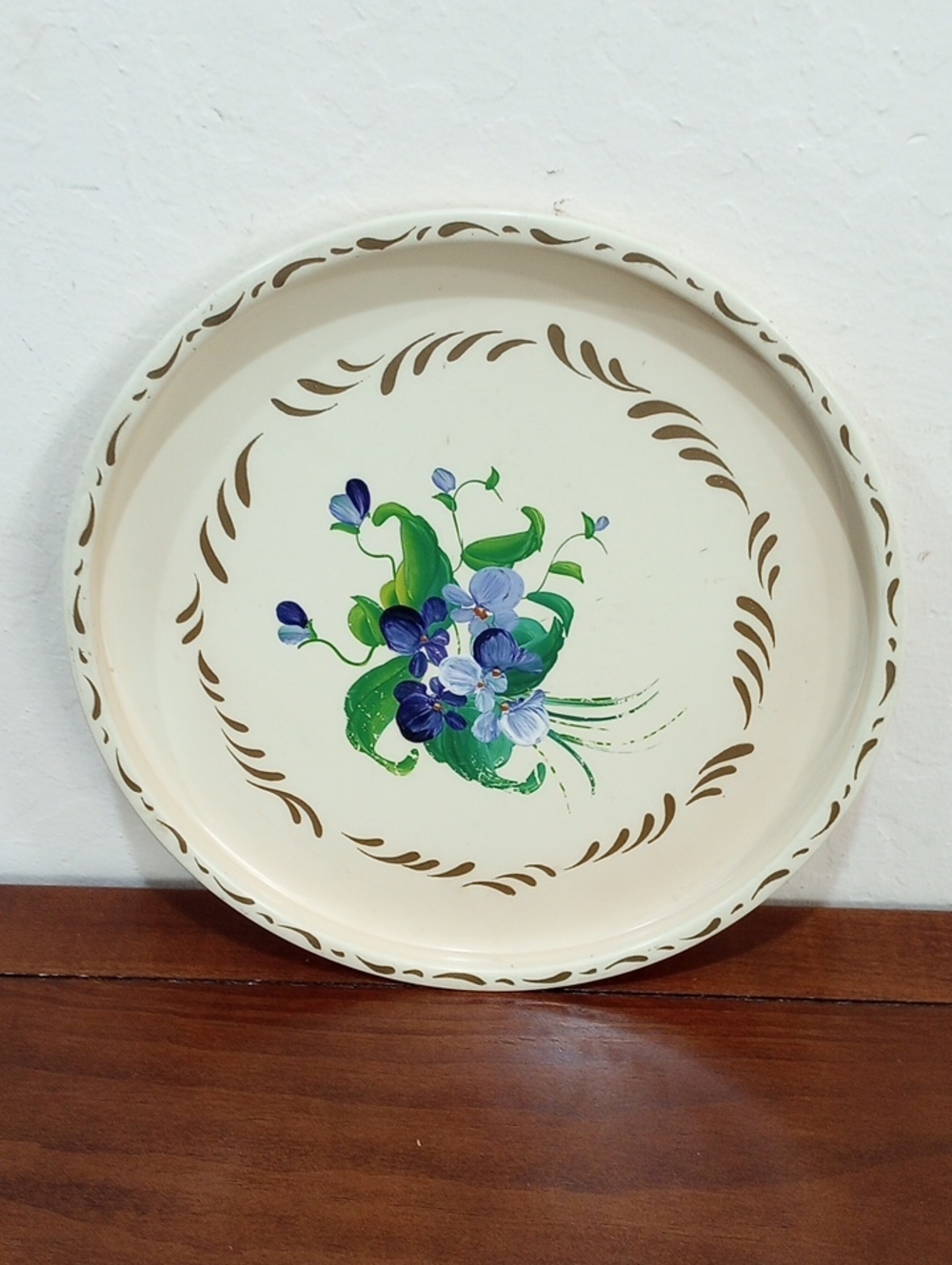 Nashco Products Floral Painted Metal Tray - Vintage 1950s!